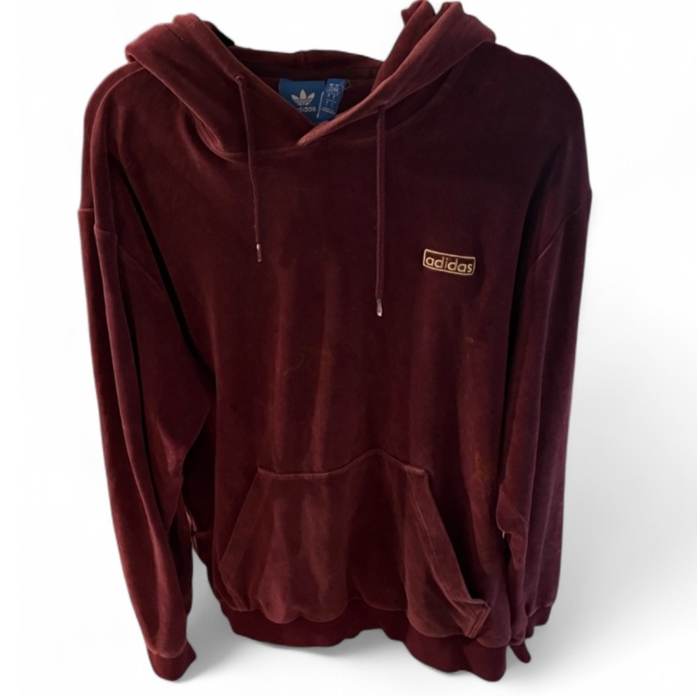 Adidas Velour Men's Maroon Hoodie